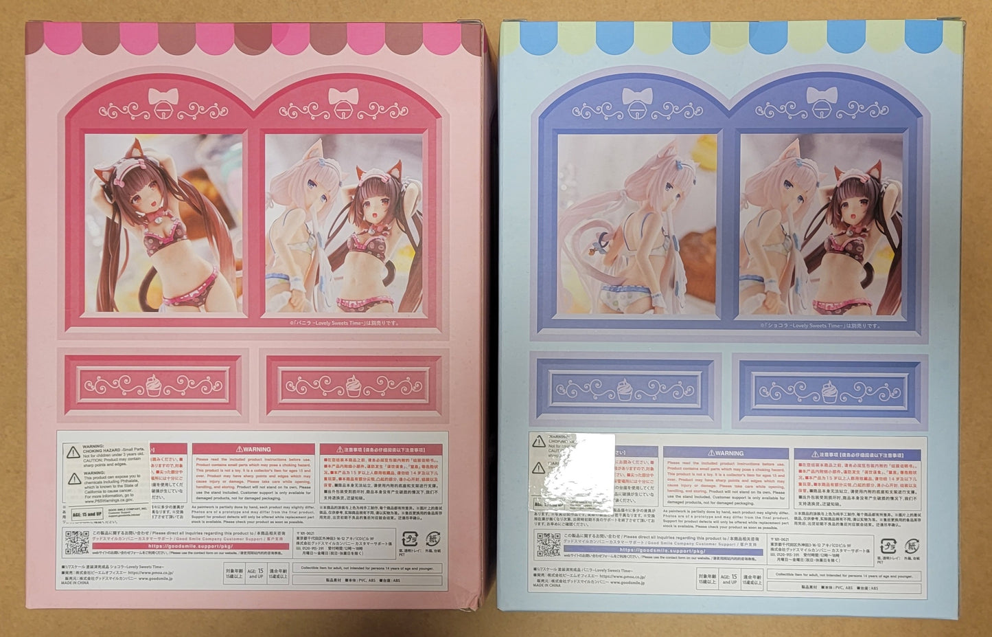 Nekopara characters Chocola and Vanilla Lovely Sweets Time Figure statues back side